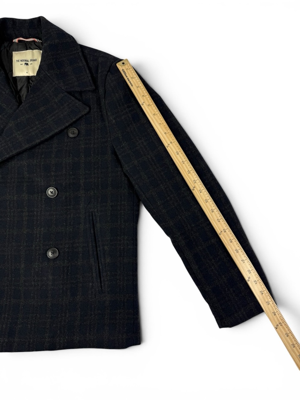 The Normal Brand Lan Navy Plaid Wool Blend Peacoat Jacket Medium NWOT - Picture 8 of 12